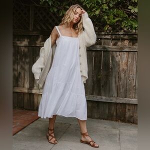 JENNI KAYNE Seersucker Linen Cotton Summer Dress Small in White